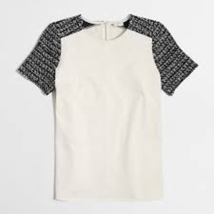 J. Crew Metallic Tweed Cream sleeve top size xs